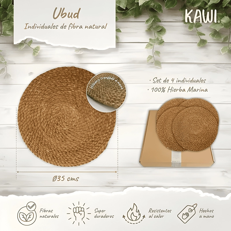 SET 4 INDIVIDUALES FIBRAS NATURALES UBUD DE Ø35CMS ® - 2