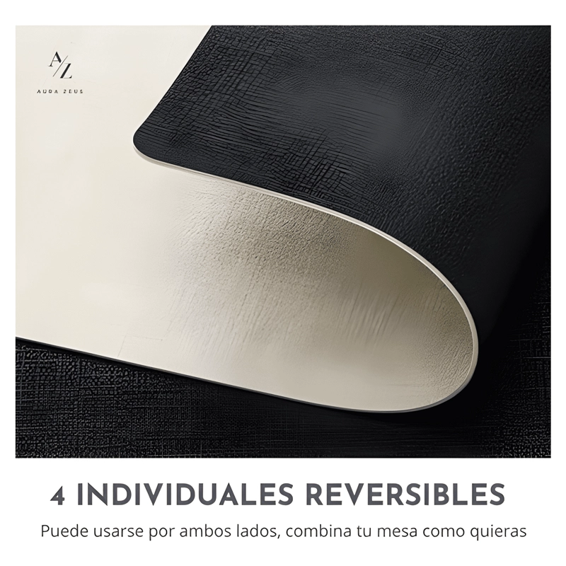 SET 4 INDIVIDUALES IMPERMEABLE ECOCUERO ANTIMANCHA 2 EN 1 #3 - 2