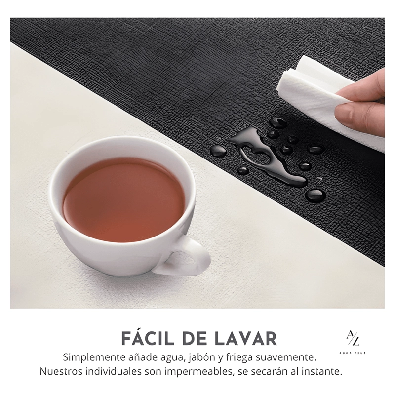 SET 4 INDIVIDUALES IMPERMEABLE ECOCUERO ANTIMANCHA 2 EN 1 #3 - 3