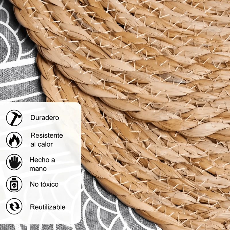 SET 6 INDIVIDUALES MANTEL FIBRA NATURAL YUTE 35 CM REDONDOS - 3