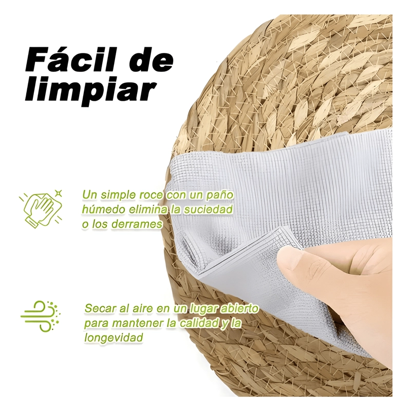 SET 6 INDIVIDUALES MANTEL FIBRA NATURAL YUTE 35 CM REDONDOS - 4