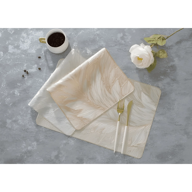 MANTEL INDIVIDUALS PLUMAS EN RELIEVE AISLAMIENTO TE RMICO X6 - 1