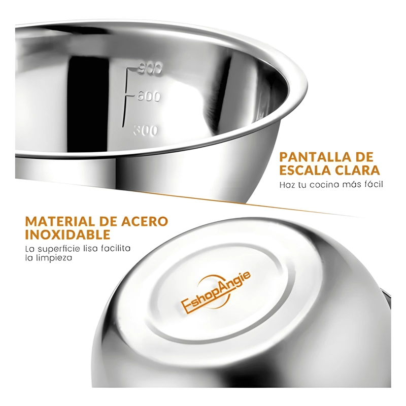 PACK 5 BOWL POCILLO ACERO INOXIDABLE REPOSTERIA COCINA #2 - 1