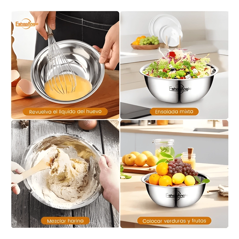 PACK 5 BOWL POCILLO ACERO INOXIDABLE REPOSTERIA COCINA #2 - 3
