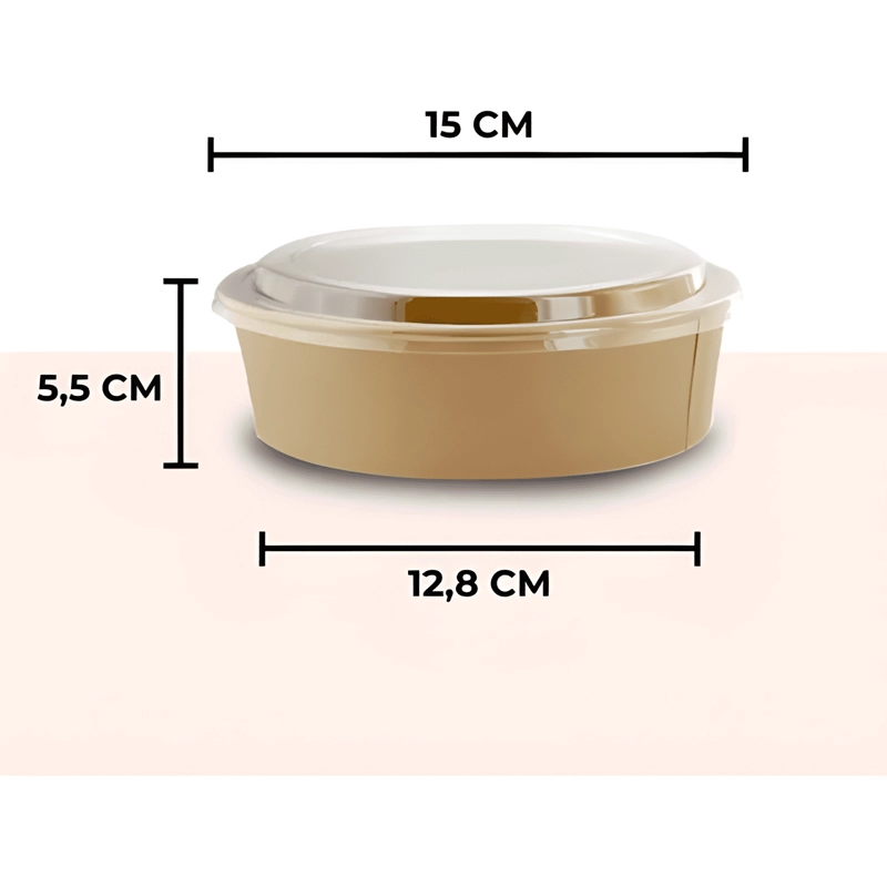 BOWL ENVASE RECIPIENTE KRAFT CON TAPA PET 500ML 10U - 1