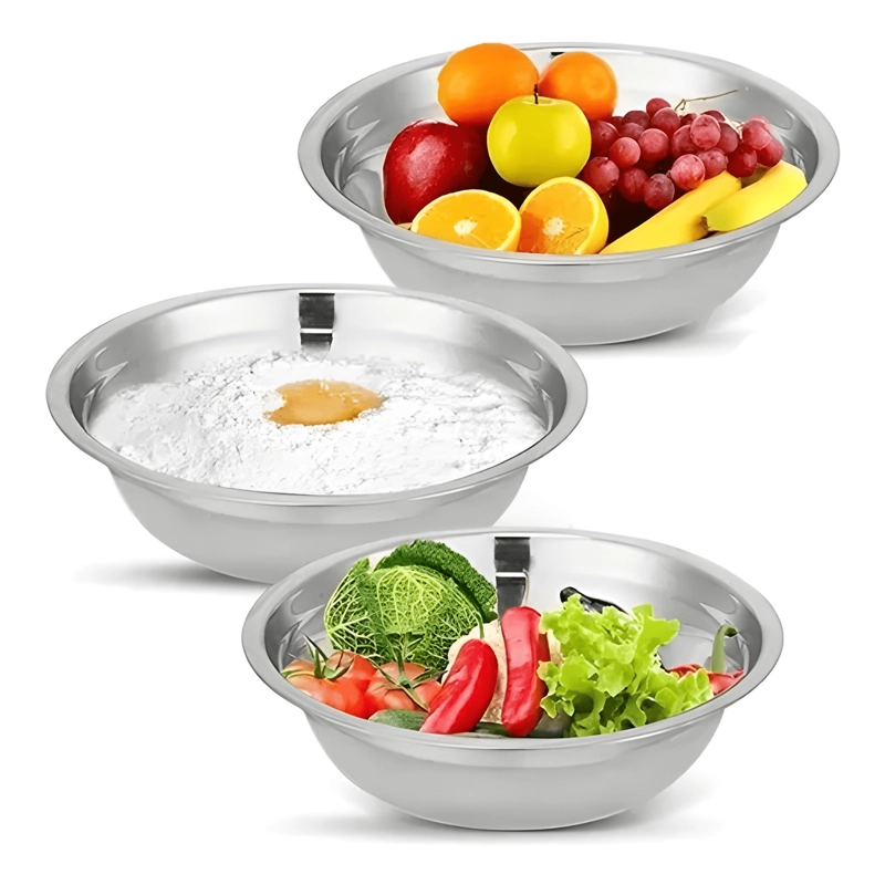 SET 3 BOWLS ENSALADA ACERO INOXIDABLE 18CM REPOSTERIA #2 - 1