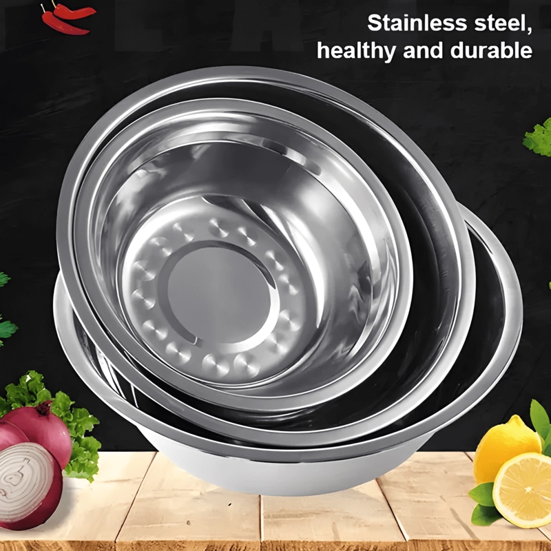 SET 3 BOWLS ENSALADA ACERO INOXIDABLE 18CM REPOSTERIA #2 - 4