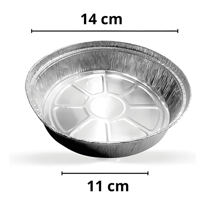 100 ENVASE ALUMINIO REDONDO DESECHABLE 14CM CON TAPA CARTON - 2