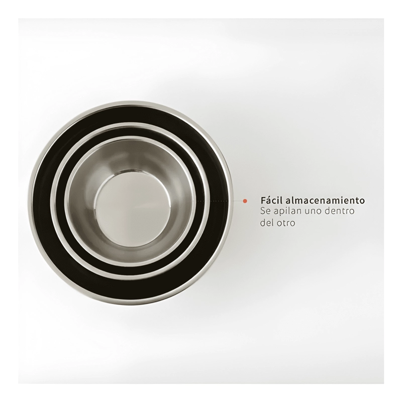 SET 3 BOWLS CON TAPA ACERO INOXIDABLE ANTIDESLIZANTE - 4