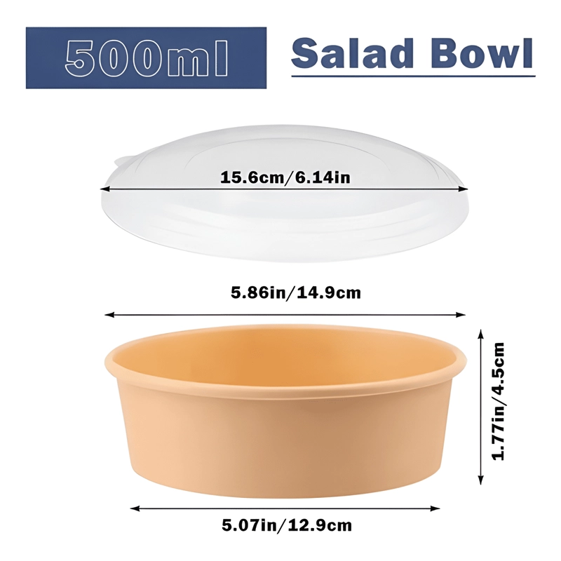 50 BOWL CON TAPA BOWLS PLASTICO POLIPAPEL KRAFT ENVASE - 2