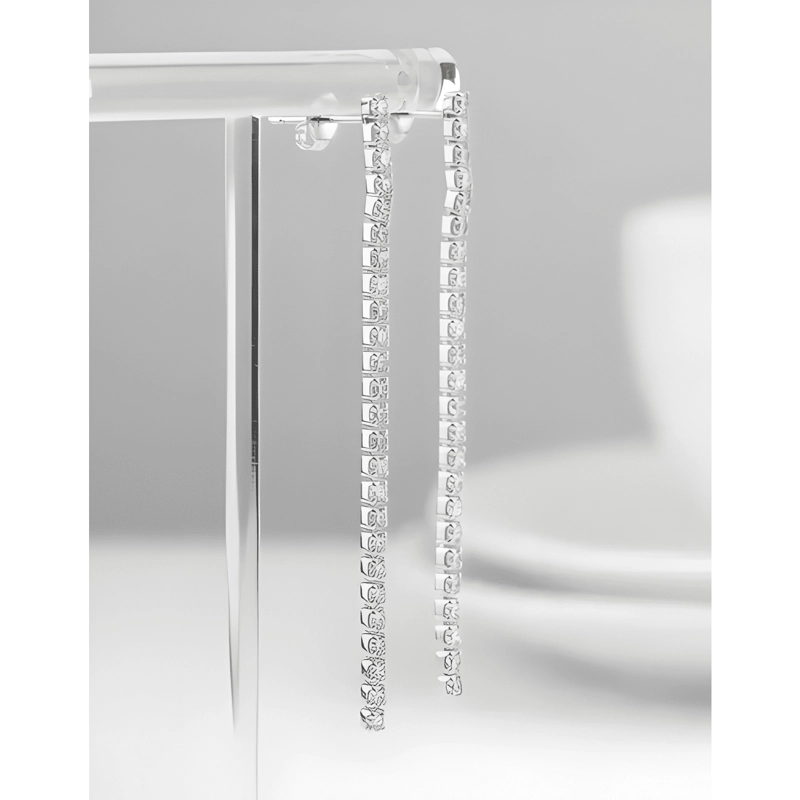 AROS PLATA 925 CADENA CIRCONES TENIS BRILLO FIESTA ELEGANTE - 4