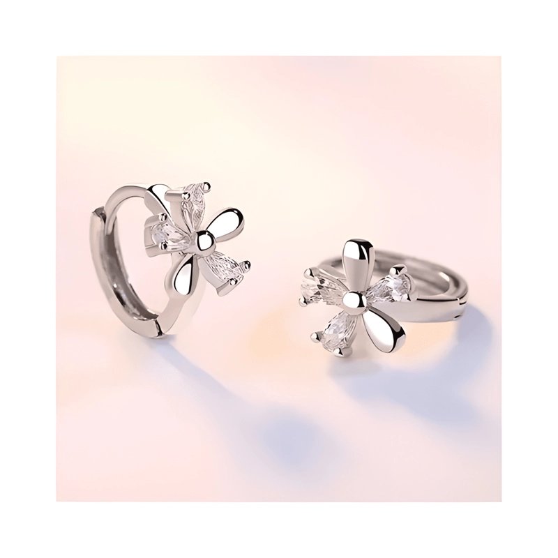 AROS DE FLOR CON CIRCONES BAÑO PLATA 925 - 2