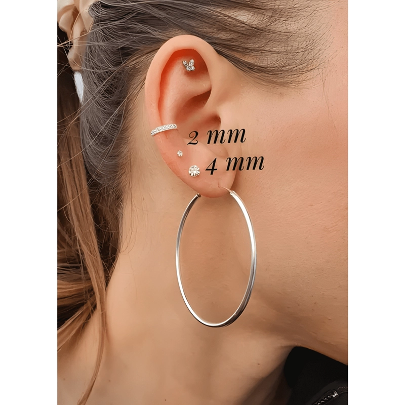 PENDIENTES PUNTOS DE LUZ 4 MM CIRCON PLATA 925 BRILLANTE #2 - 1