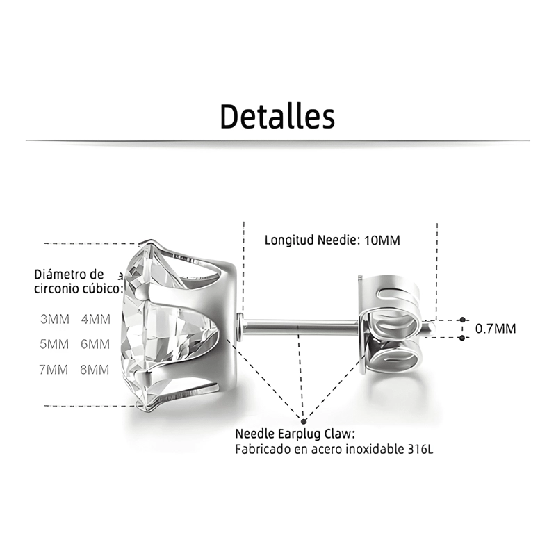 AROS CIRCON BRILLANTE HOMBRE MUJER PLATA ZARCILLOS JOYERIA - 1
