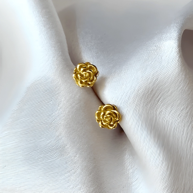 ZARCILLOS MINI PLATA BAÑADA ORO NIÑA MUJER AROS ARITOS ROSA - 1
