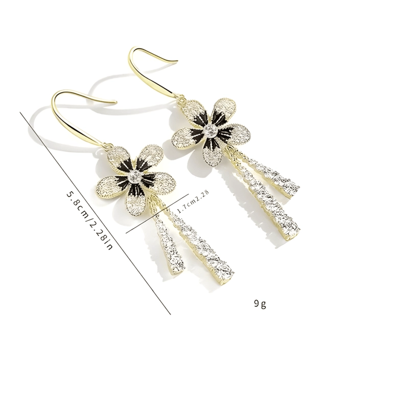 AROS FLORES BRILLOS COREAN MUJER CUTE COLGANTE DORADO DORADO - 1