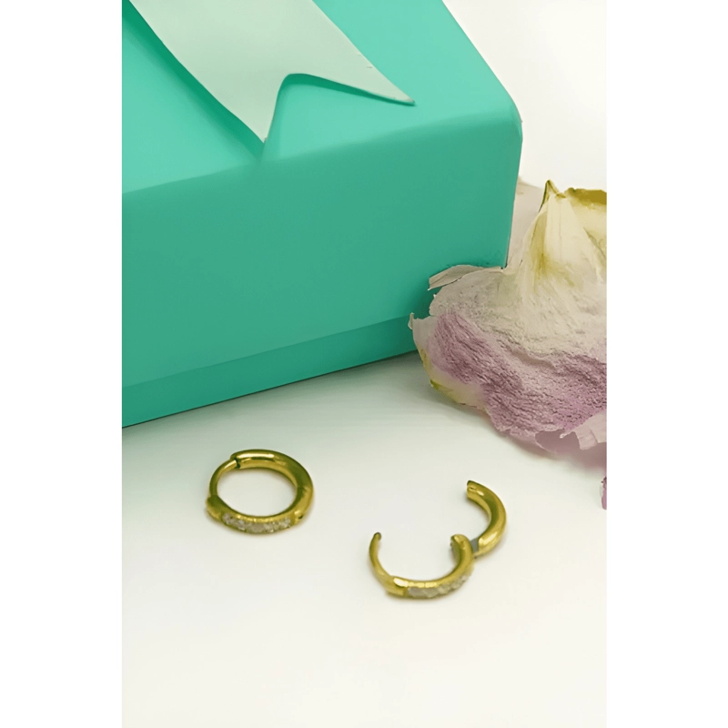 ARGOLLAS ZIRCONIAS 8MM TITANIO ASTM F136 CHAPADO EN DORADO - 1