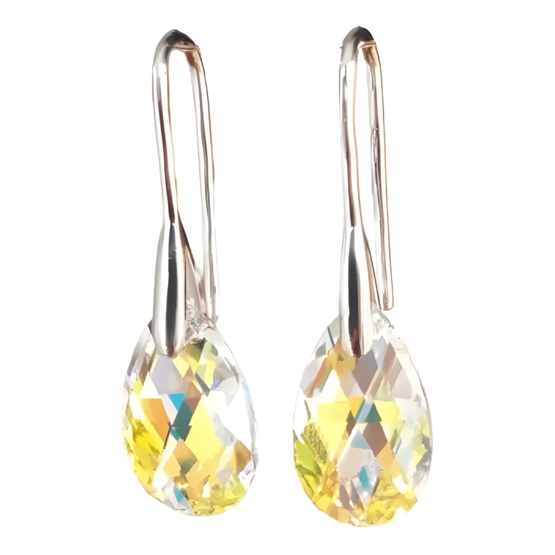 AROS DE PLATA 925 CRISTAL SWAROVSKI GOTA AURORA BOREALE #26 - 1