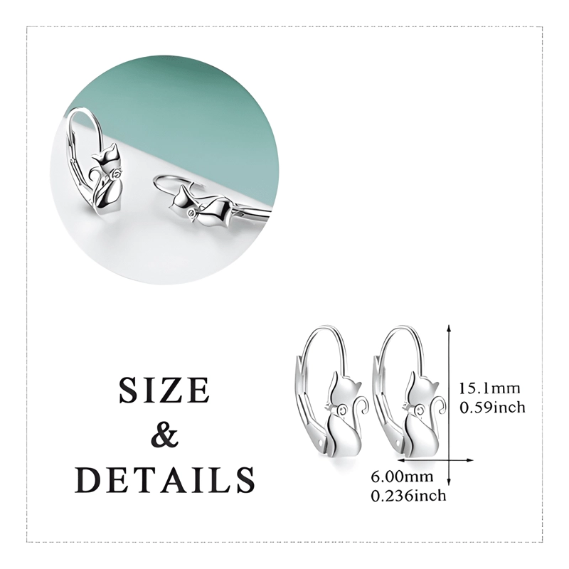 AROS PENDIENTES GATO ZIRCONIA MUJER DE PLATA S925 - 2