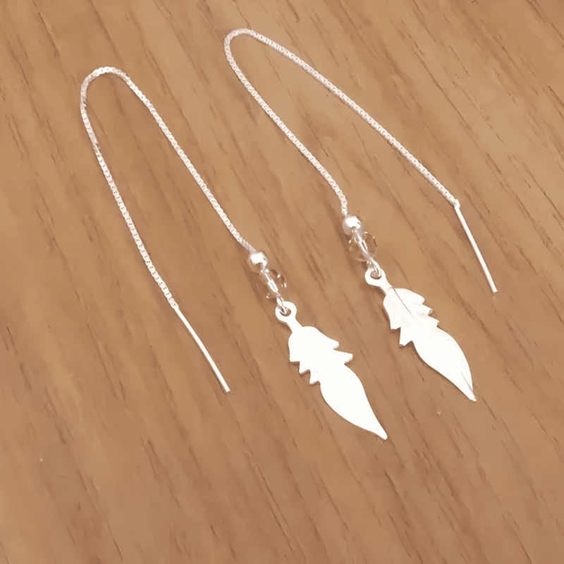 AROS DE PLATA 925 PLUMAS CON CRISTAL - 2