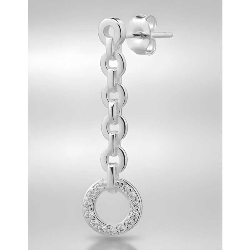 AROS DE PLATA 925 ESLABON REDONDO CON CIRCONES REGALO MUJER - 4