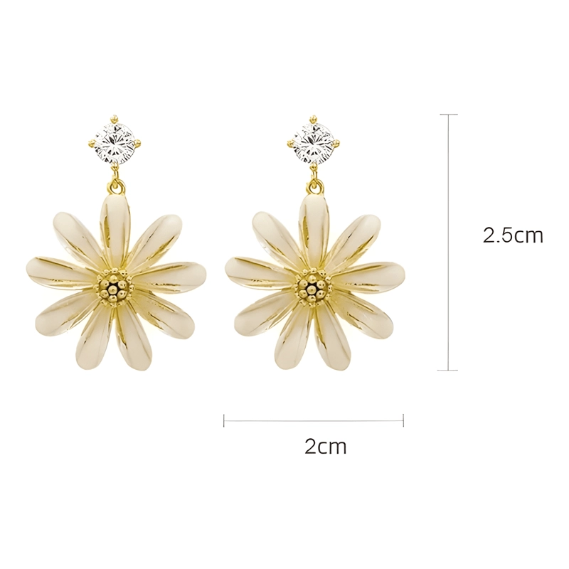 AROS COLGANTES FLOR DE LUZ PASADOR DE PLATA S925 DORADO - 2