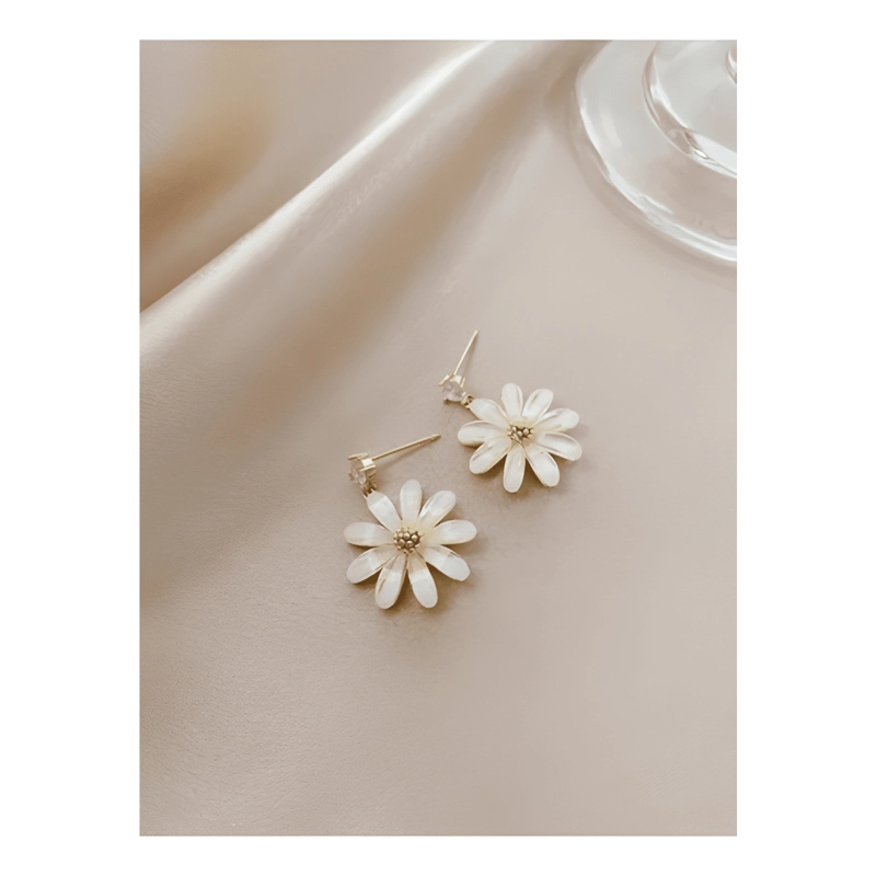 AROS COLGANTES FLOR DE LUZ PASADOR DE PLATA S925 DORADO - 4