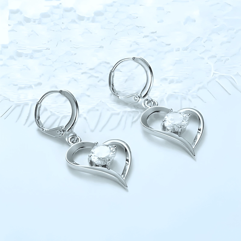 AROS PLATA 925 PENDIENTES CORAZON REGALO ELEGANTES MUJER - 1