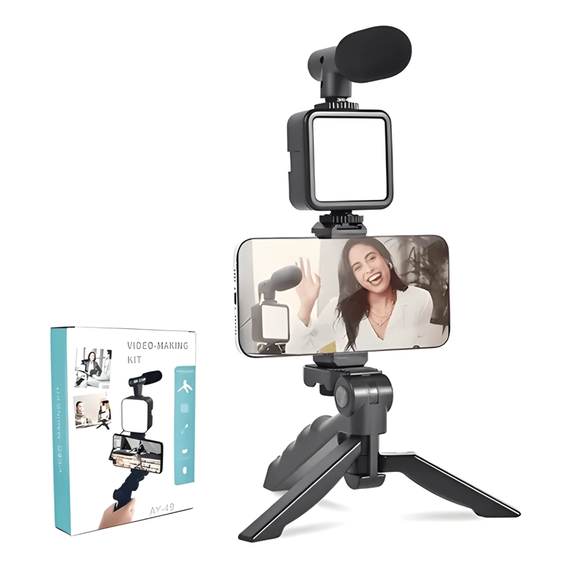 ESTABILIZADOR AY-49 CELULAR KIT GRABACION TRIPODE NEGRO - 3