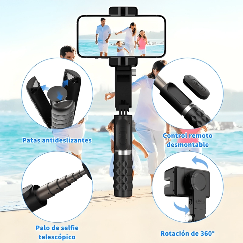 ESTABILIZADOR PARA CELULAR CON TRIPODE Y MANDO BLUETOOTH - 2