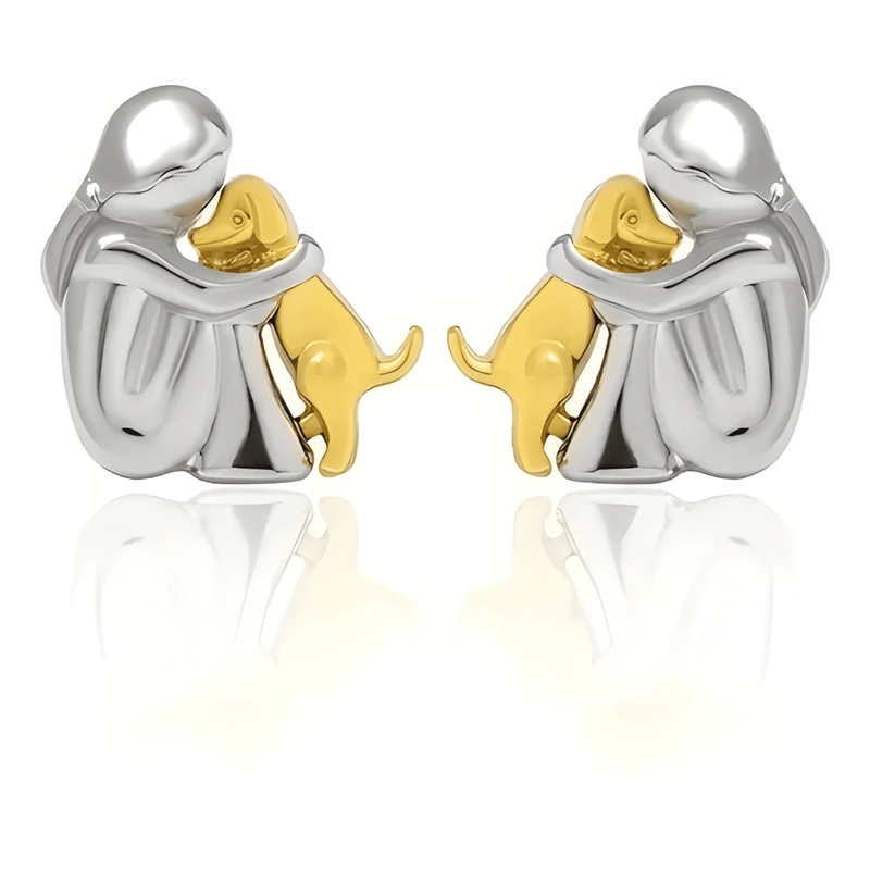 AROS DE MUJER EN PLATA 925 DISEÑO DE PERRITO - 2