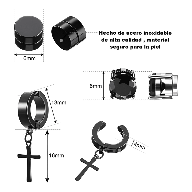 SET 10 PARES DE AROS PIERCING FALSOS A PRESION Y #2 - 2