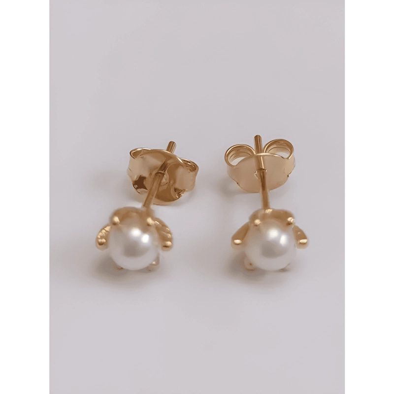 AROS PERLA PISTILOS 3MM BAÑO ORO HIPOALERGE NICO LIBRE NIQUEL - 1