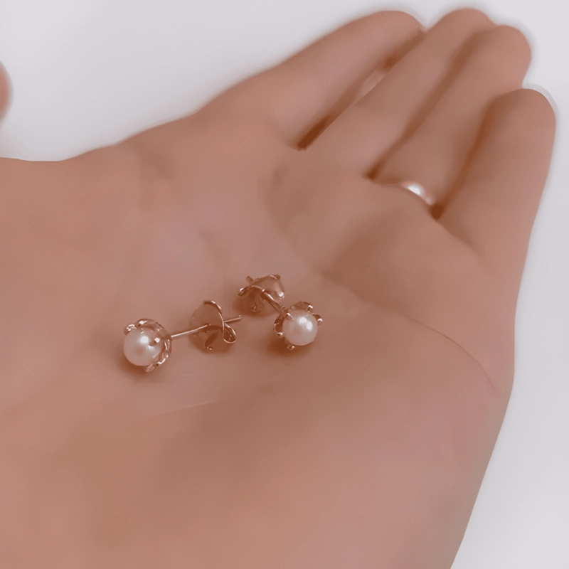 AROS PERLA PISTILOS 3MM BAÑO ORO HIPOALERGE NICO LIBRE NIQUEL - 3
