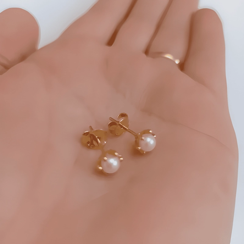 AROS PERLA PISTILOS 3MM BAÑO ORO HIPOALERGE NICO LIBRE NIQUEL - 4