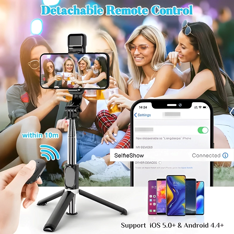 TRIPODE DE PALO SELFIE LUZ RELLENO CONTROL REMOTO BLUETOOTH - 4