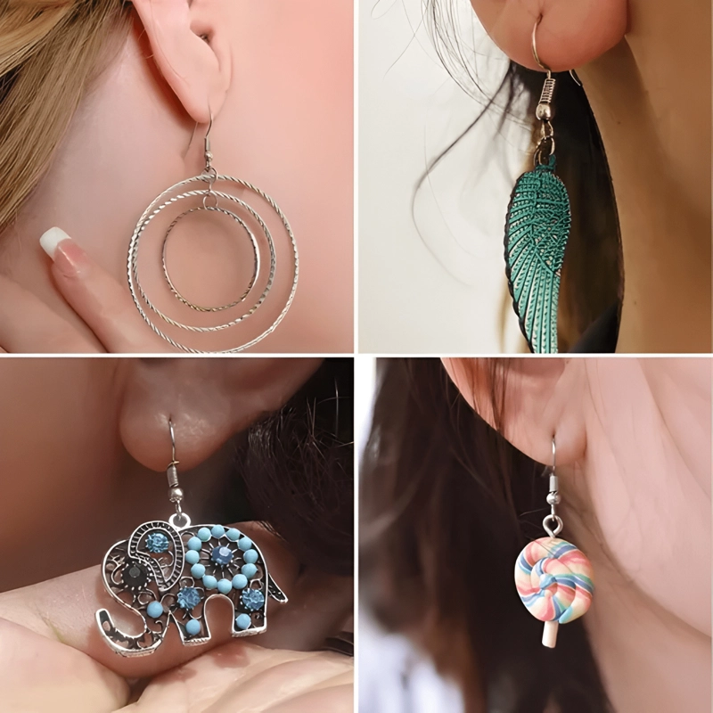 PACK 100 GANCHOS PARA AROS NIQUELADOS BISUTERIA ARTESANIAS - 2