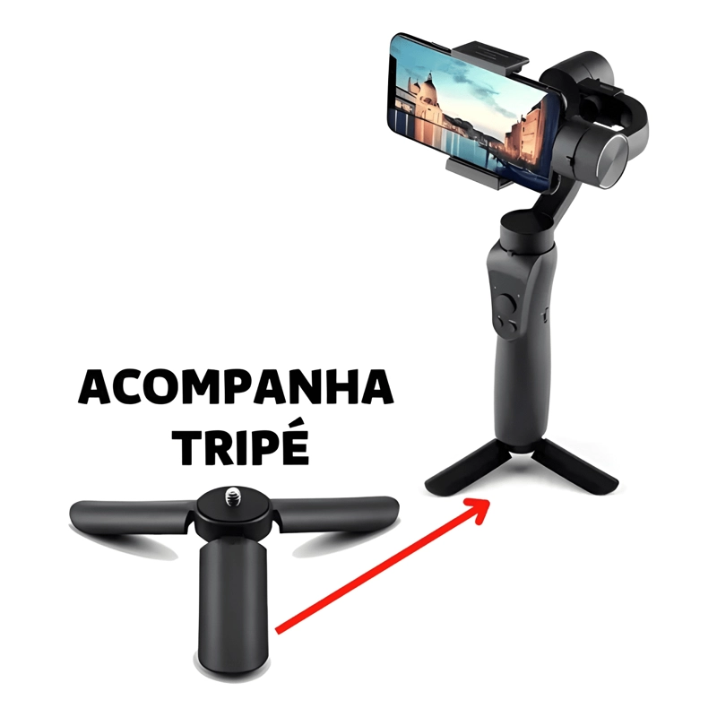 ESTABILIZADOR DE TELE FONO CELULAR GIMBAL H4 PARA NEGRO - 2