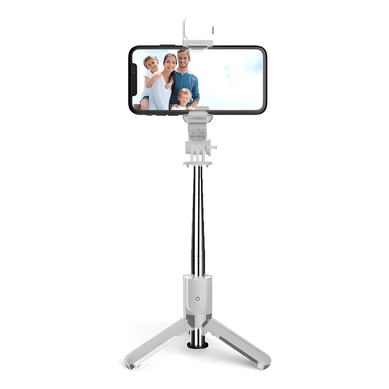 PALO PARA SELFIES ESTABILIZADOR CON LUZ LED, TRIPODE BLANCO - 1