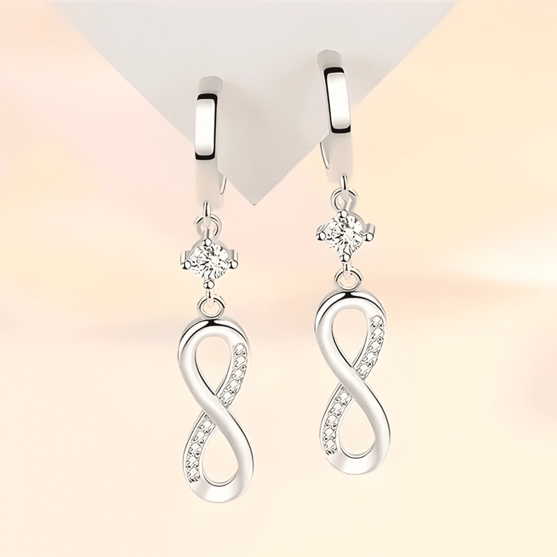 AROS PLATA 925 INFINITO ARITOS PENDIENTES MUJER REGALO JOYAS - 1