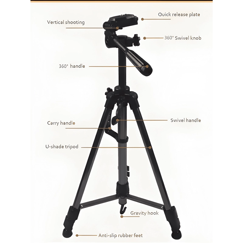 TRIPODE PROFESIONAL DE ALUMINIO PARA CAMARA, 170 CM DE - 3