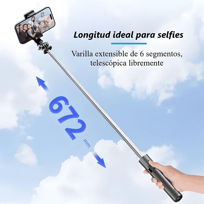 TRIPIE PALO SELFIE STICK DESMONTABLE CON CONTROL REMOTO - 4