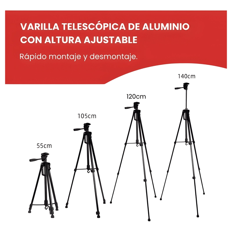 TRIPODE PROFESIONAL PARA CAMARA, CELULAR, VIDEO COLOR #2 - 3