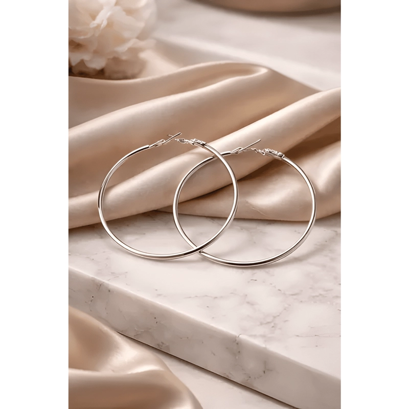 12 PRS AROS ARGOLLAS PLATEAD DE FANTASIA ALEACION 60MM 1 DOC - 1