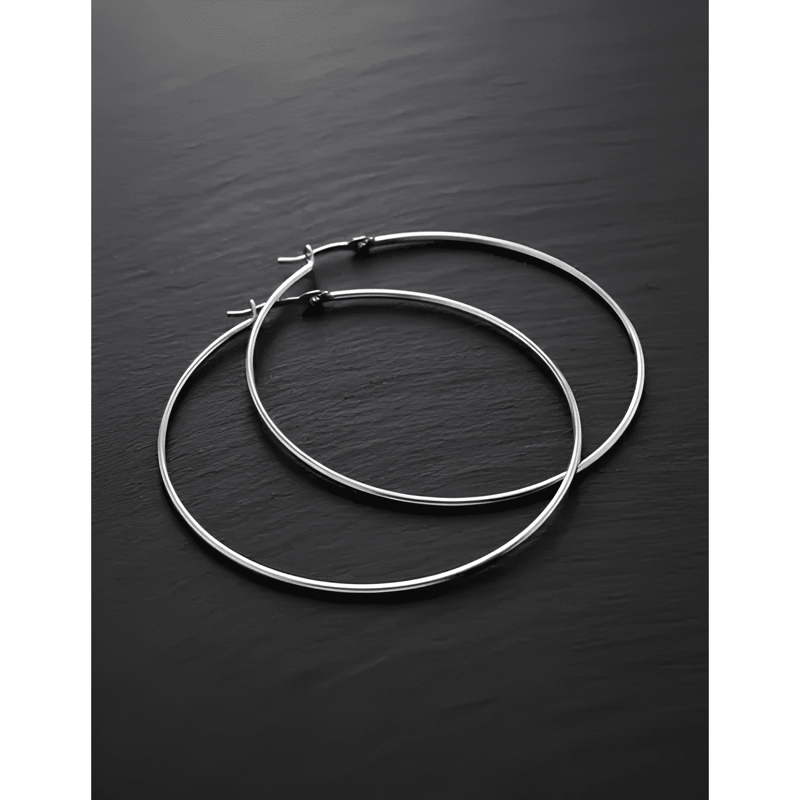 12 PRS AROS ARGOLLAS PLATEAD DE FANTASIA ALEACION 60MM 1 DOC - 2
