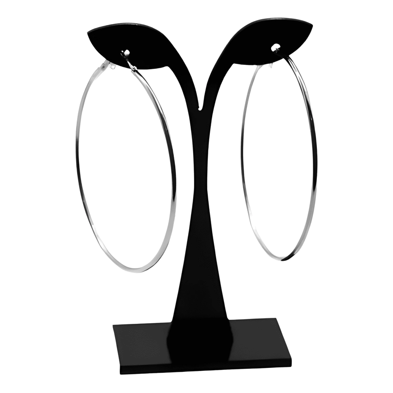 12 PRS AROS ARGOLLAS PLATEAD DE FANTASIA ALEACION 60MM 1 DOC - 3