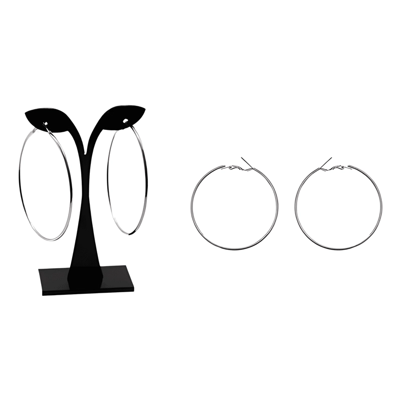 12 PRS AROS ARGOLLAS PLATEAD DE FANTASIA ALEACION 60MM 1 DOC - 4