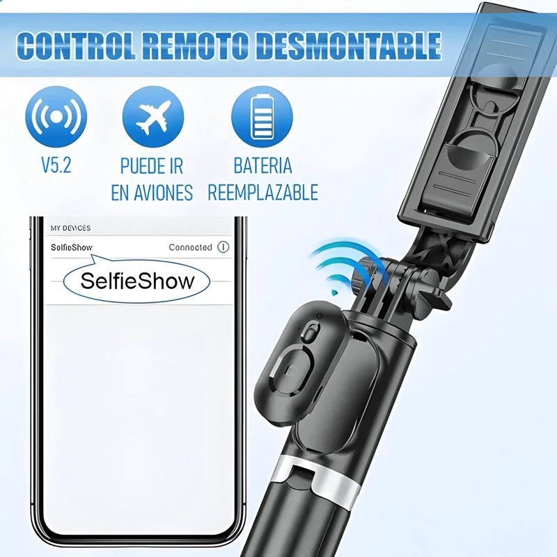 TRIPODE PARA CELULAR SELFIE EXTENSIBLE CON CONTROL REMOTO - 4