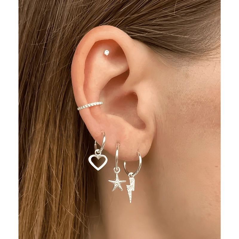 ARGOLLAS PEQUEÑAS CON CORAZON PLATA 925 NIÑA MUJER - 1