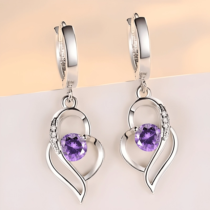 AROS COLGANTES MUJER CORAZON ENCHAPADO PLATA 925 MODA #1 - 1
